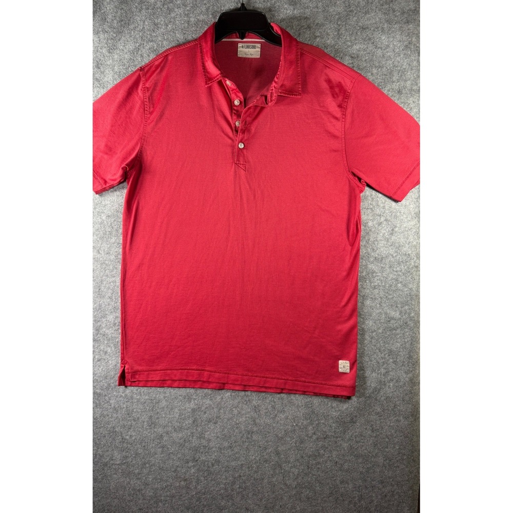 Linksoul Mens Red Short Sleeve Golf Polo Shirt Size Large Tempus Fugit